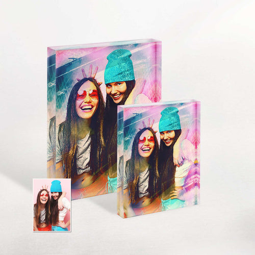 Personalised Brush Painting Acrylic Photo Plaque Block