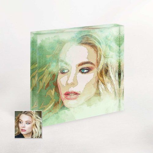 Personalised Watercolor Texture Acrylic Photo Plaque Block