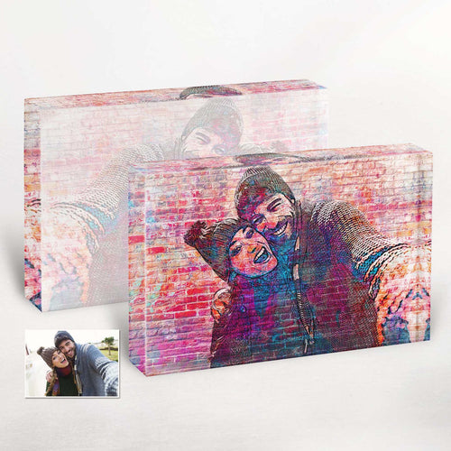 Personalised Brick Graffiti Street Art Acrylic Photo Plaque Block