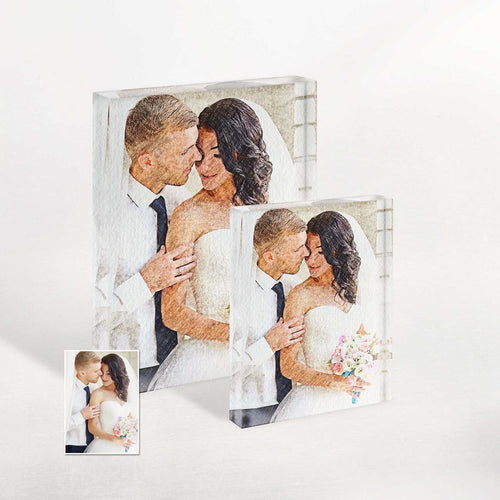 Personalised Charcoal Drawing Acrylic Photo Plaque Block