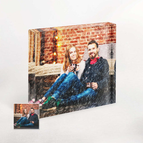 Personalised Colourful Drawing Acrylic Photo Plaque Block