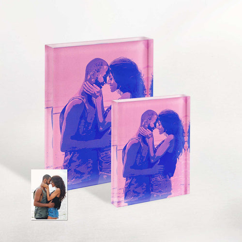 Personalised Purple & Pink Comics Acrylic Photo Plaque Block