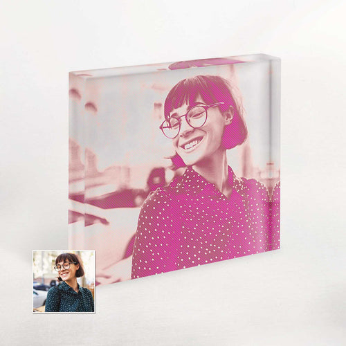Personalised Pink Pop Art Acrylic Photo Plaque Block