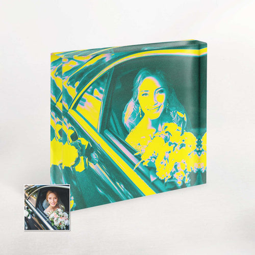 Personalised Acid Yellow Acrylic Photo Plaque Block