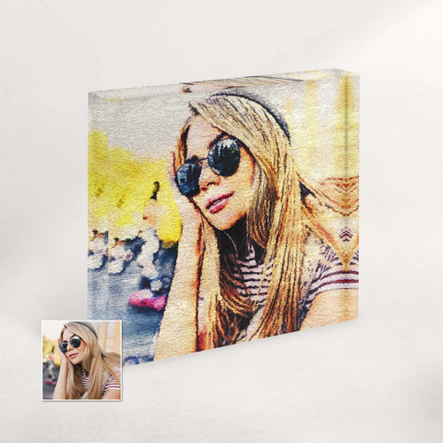 Personalised Aquarelle Acrylic Photo Plaque Block