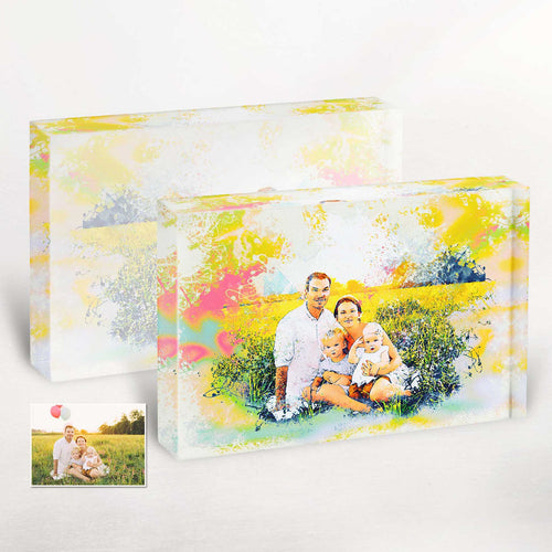 Personalised Watercolor Splash Acrylic Photo Plaque Block