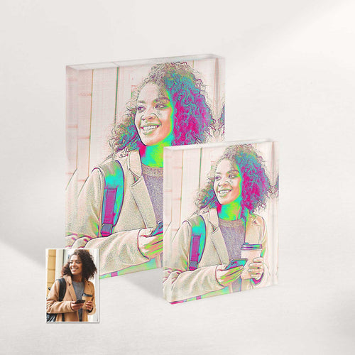 Personalised Pencil Drawing Acrylic Photo Plaque Block