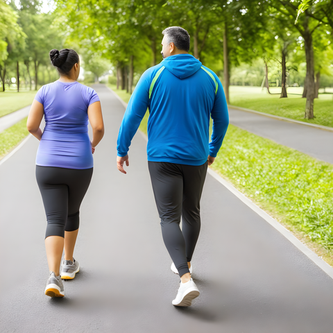 woman and man walking for exercise