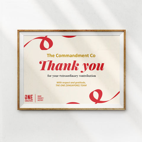 Thank you for Helping to Brighten Lives Spread the Loves with The Commandment Co and ONE Singapore
