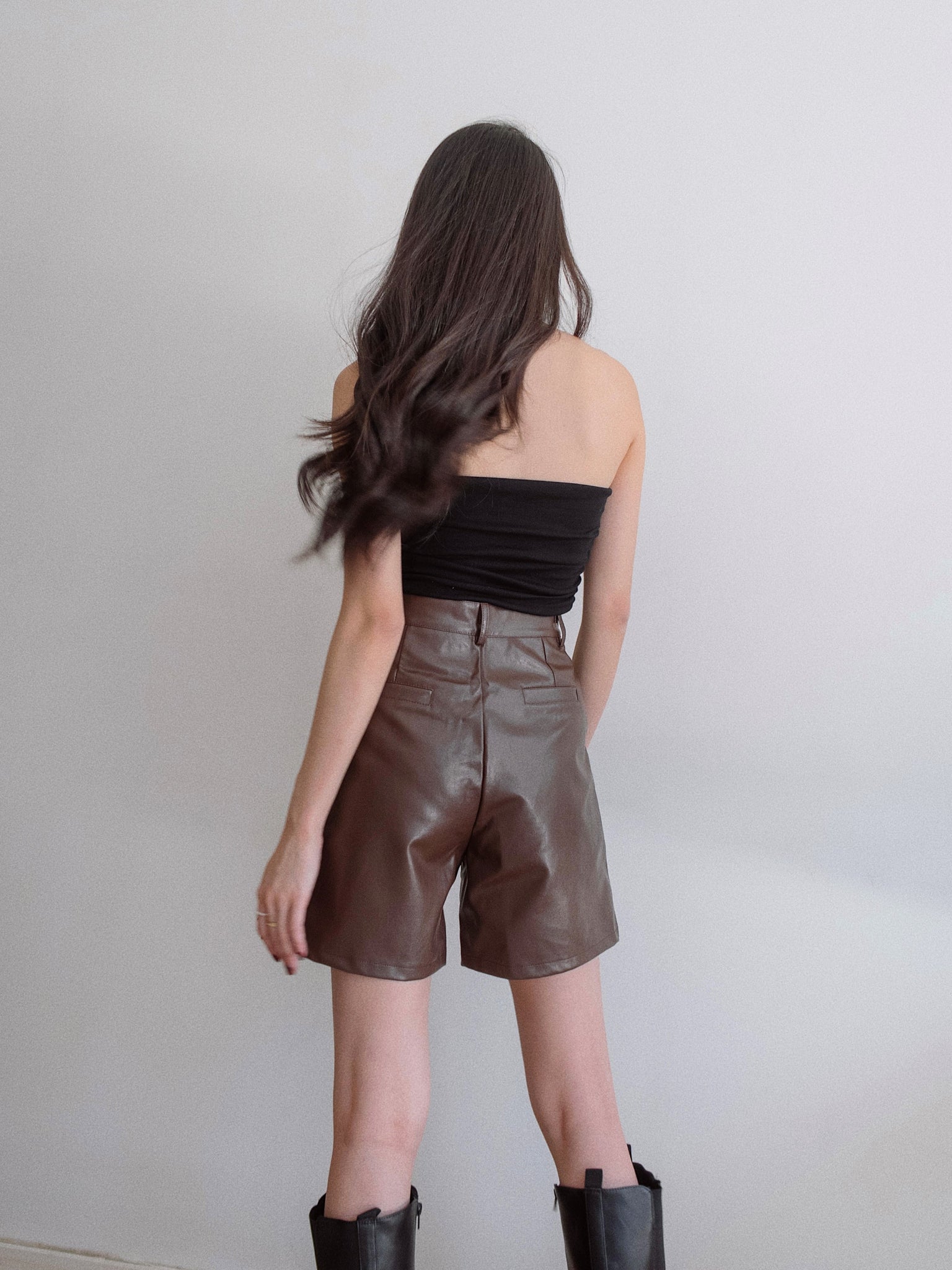 levi leather shorts