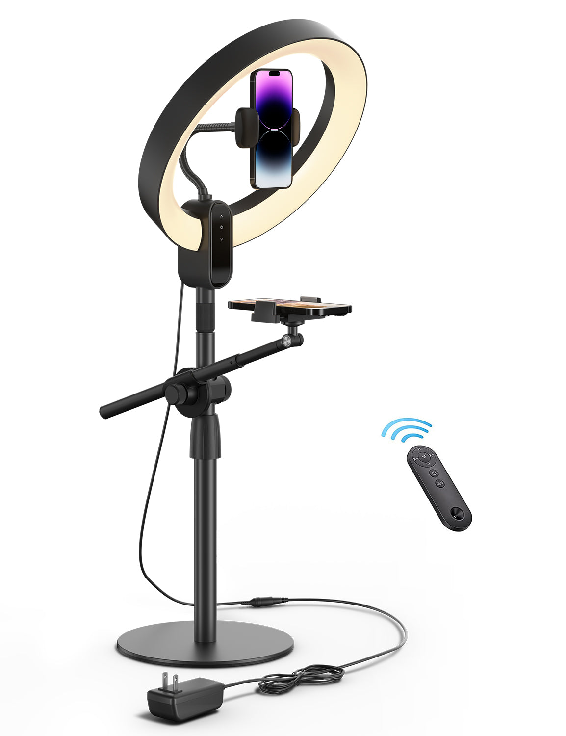 Viozon Extendable Selfie Phone Stand,5 Brightness&3 Color,Overhead