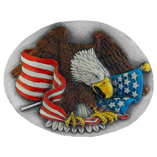 US SOME GAVE ALL AMERICAN FLAG EAGLE BELT BUCKLE (EE B0188)