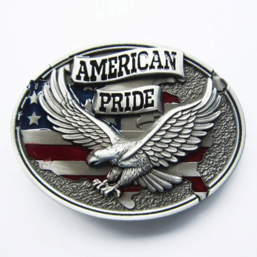 US SOME GAVE ALL AMERICAN FLAG EAGLE BELT BUCKLE (EE B0188)