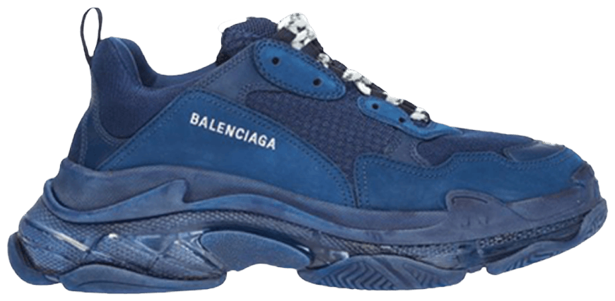 balenciaga triple s clear sole sneakers in navy blue