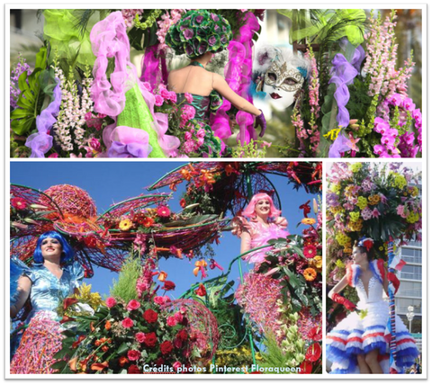 Carnaval Nice Chars fleurs Promenade