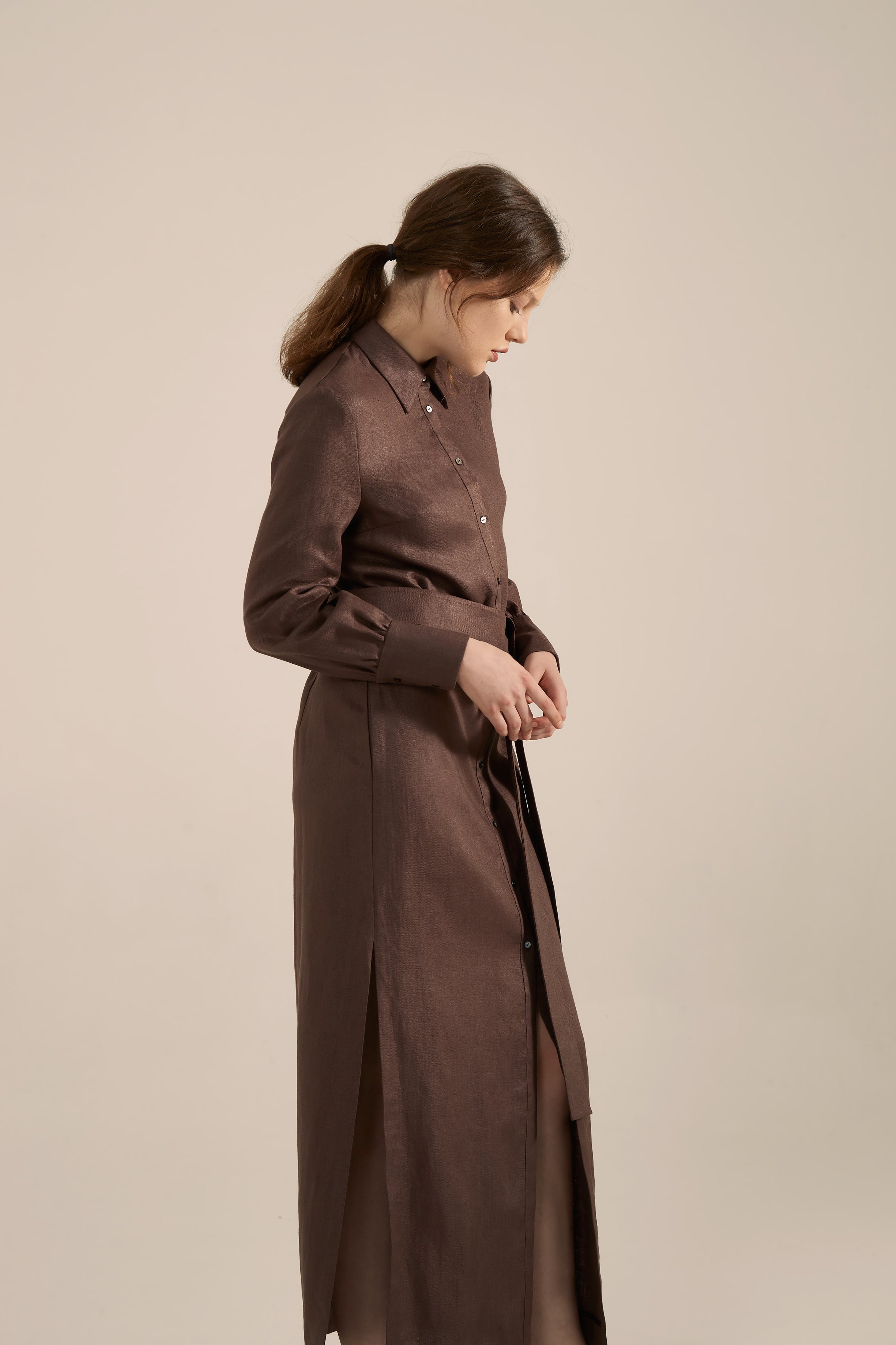 The Herringbone Linen Shirt Dress