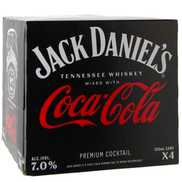 Jack Daniel's Tennessee Whiskey and Coca Cola 4 Pk Cans