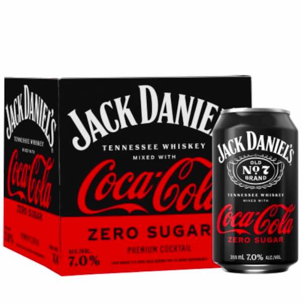 Jack Daniels Coca Cola Zero Sugar 4pk Cans