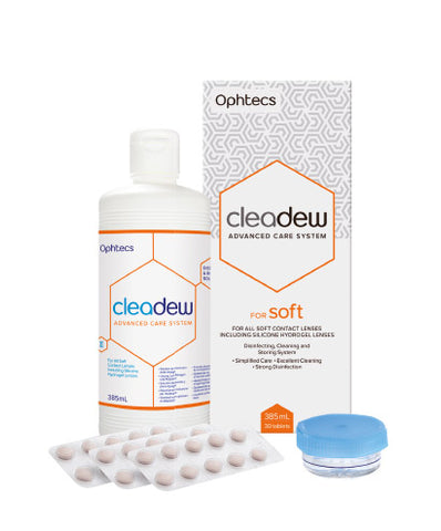 Cleadew Soft 385ml + 30cps - Solution d'entretien tout en un pour lentilles souples