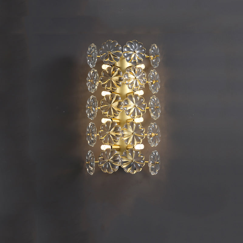 Stunning Clear Crystal Flower Wall Sconce