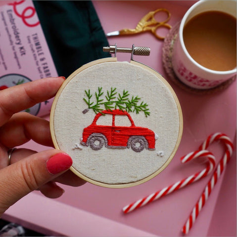 Christmas car easy embroidery kit