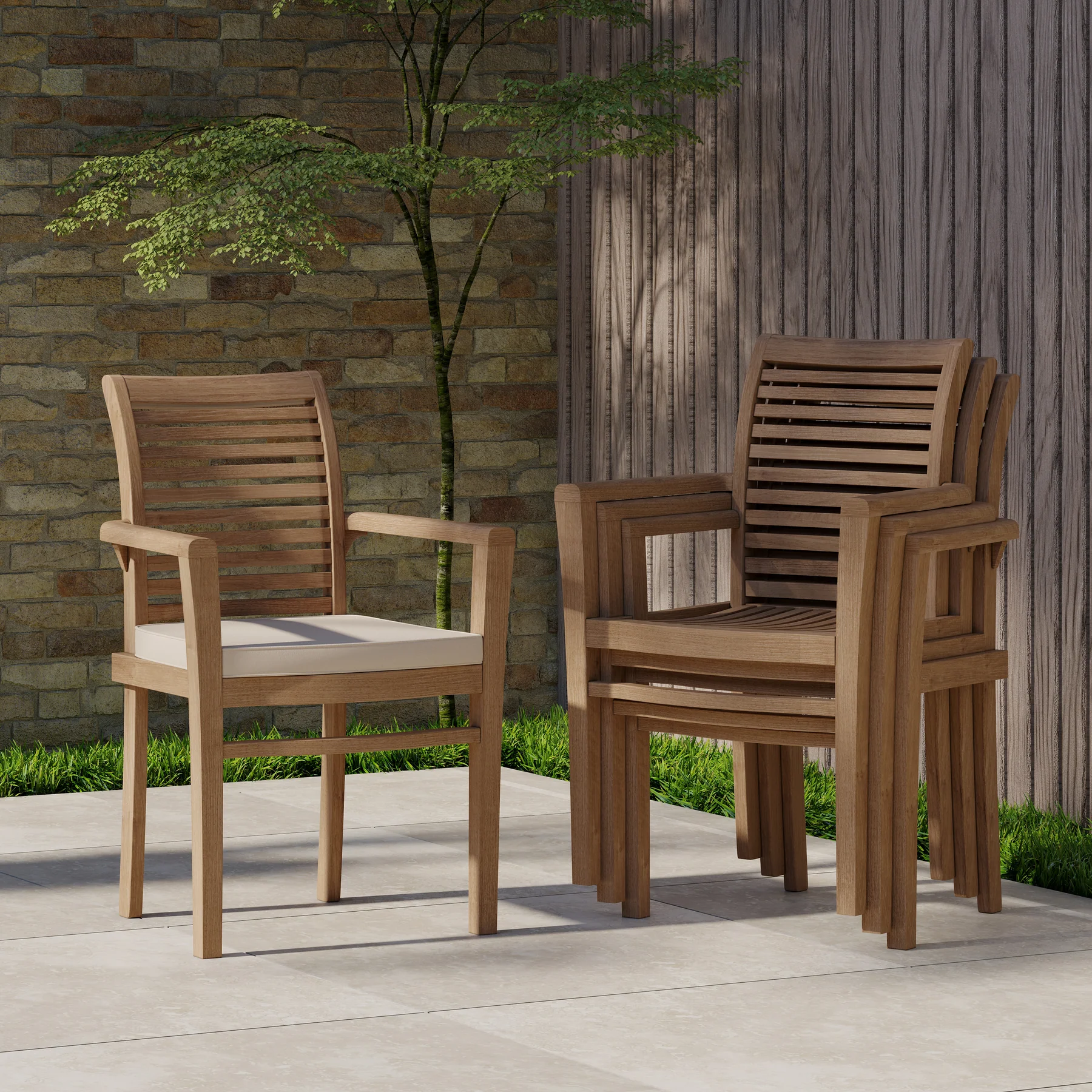 Outdoor furniture stackable chairs