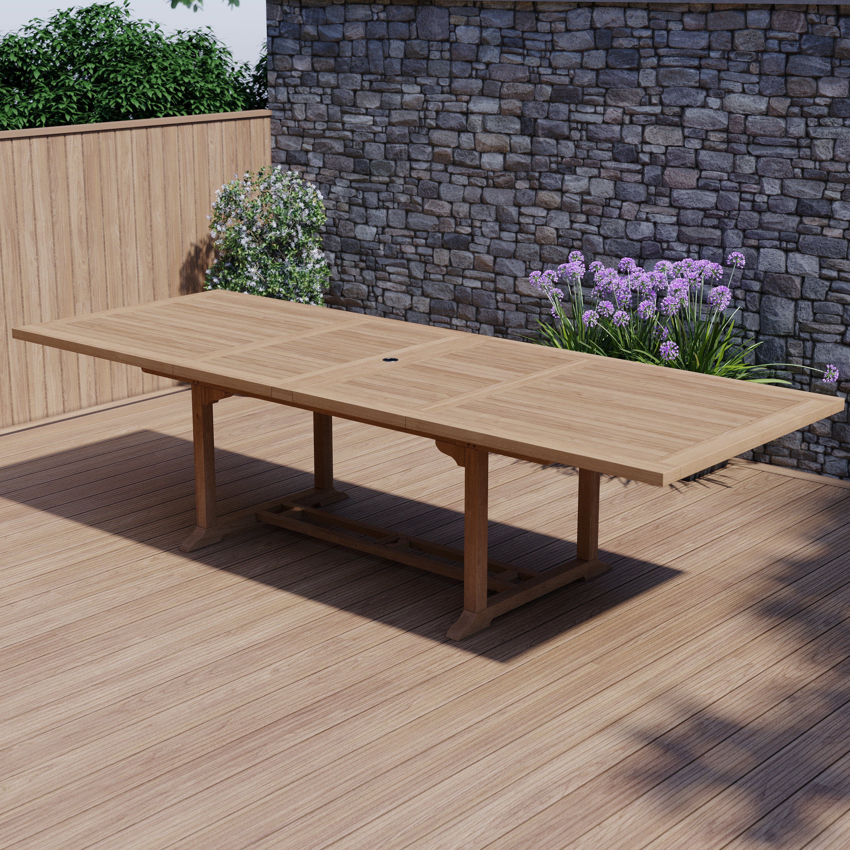 Product photograph of Teak Garden Furniture 2-3m Rectangle Extending Table from Luxus Home And Garden