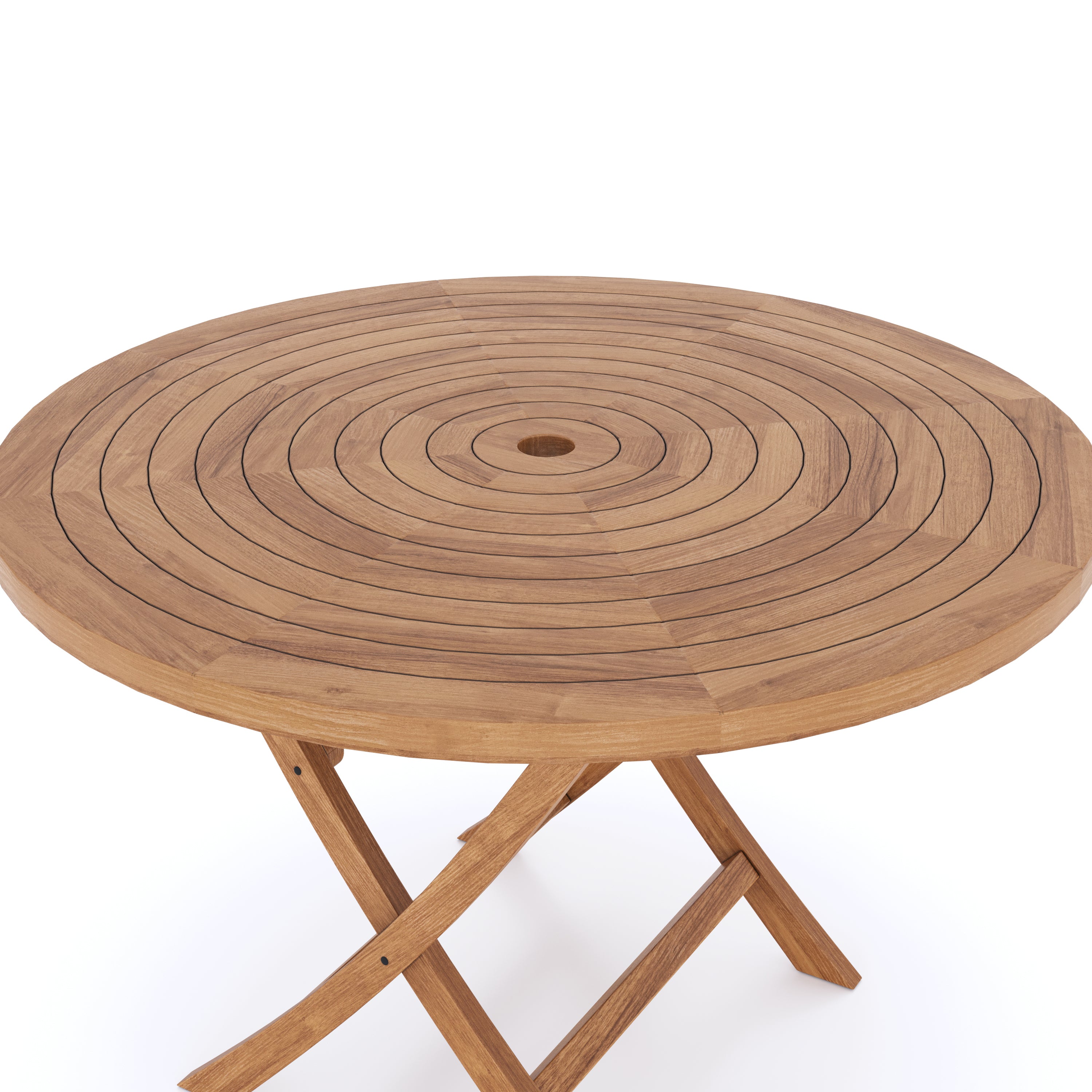 Product photograph of Teak Garden Furniture Spiral 120cm Round Folding Table from Luxus Home And Garden