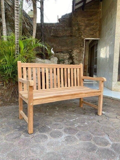 Product photograph of Teak Park Bench from Luxus Home And Garden