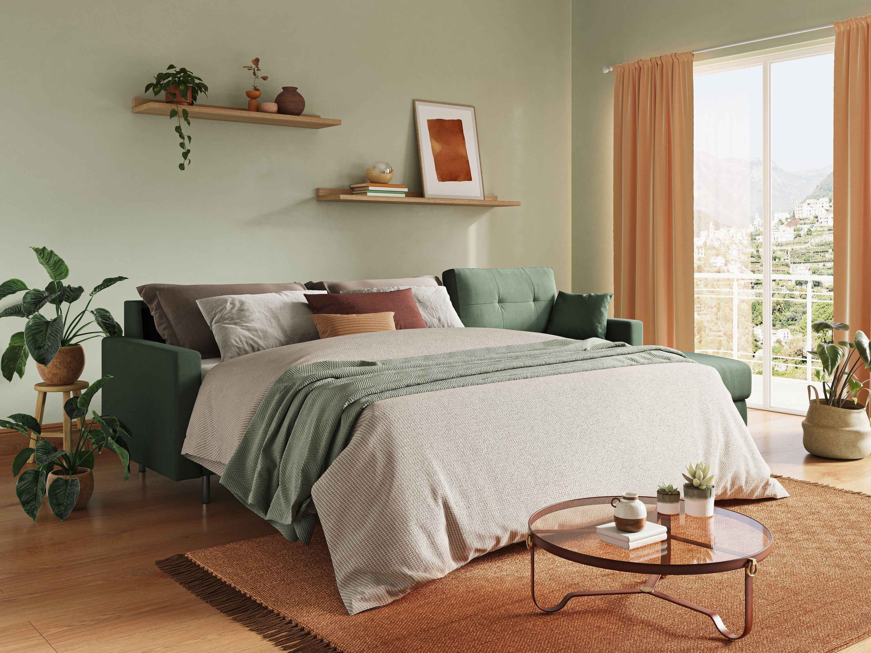 Shop online Megan divano letto angolare in microfibra smacchiabile T11 grigio - divani.store