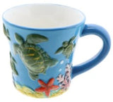 tropical turtle in ocean ceramic mugs