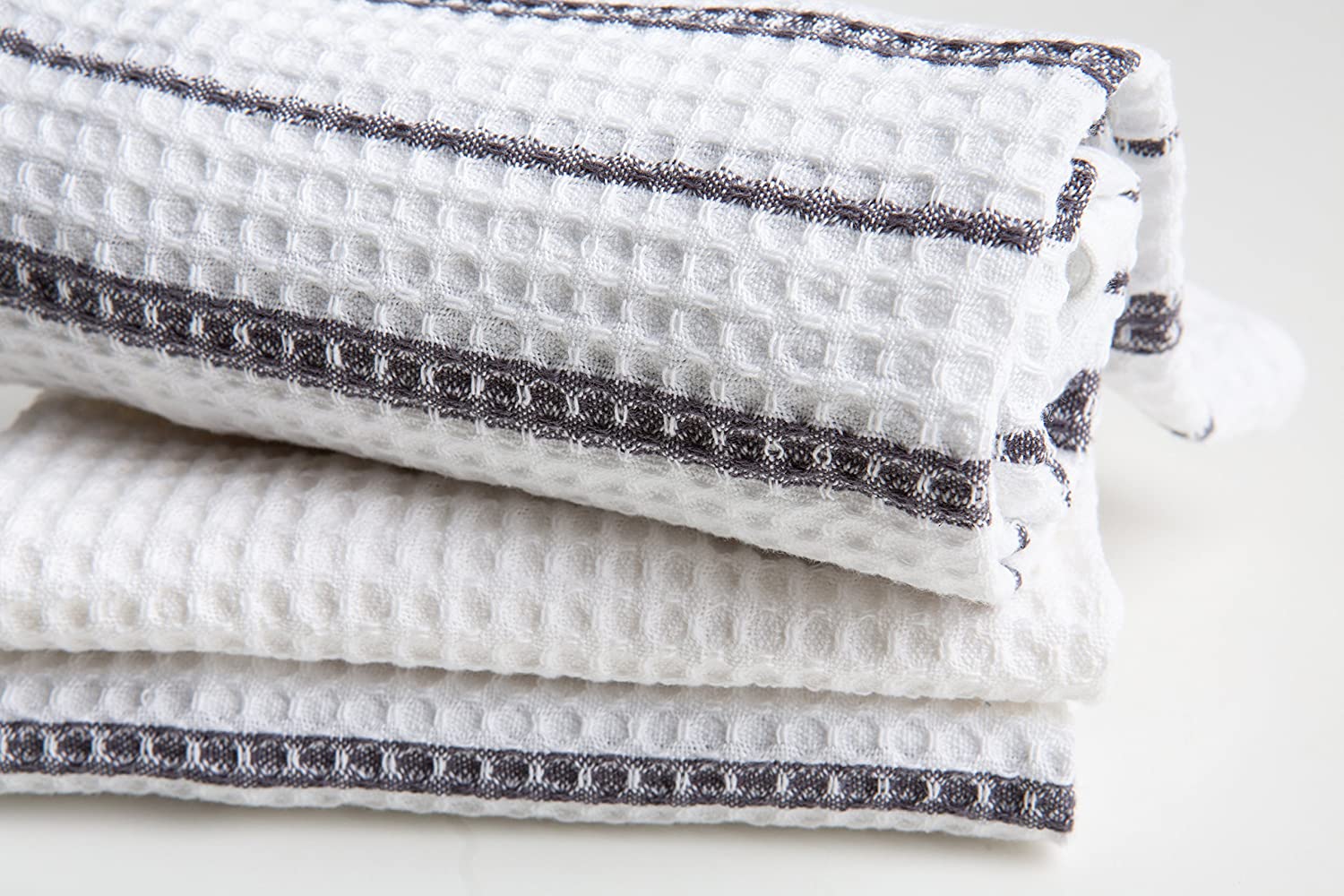 Kitchen Towels Dishcloths 100% Cotton, White Waffle Weave Bleach Friendly,  Set of 8, 12 in x 12 in, Absorbent Cleaning Dish Cloths Paperless Towels