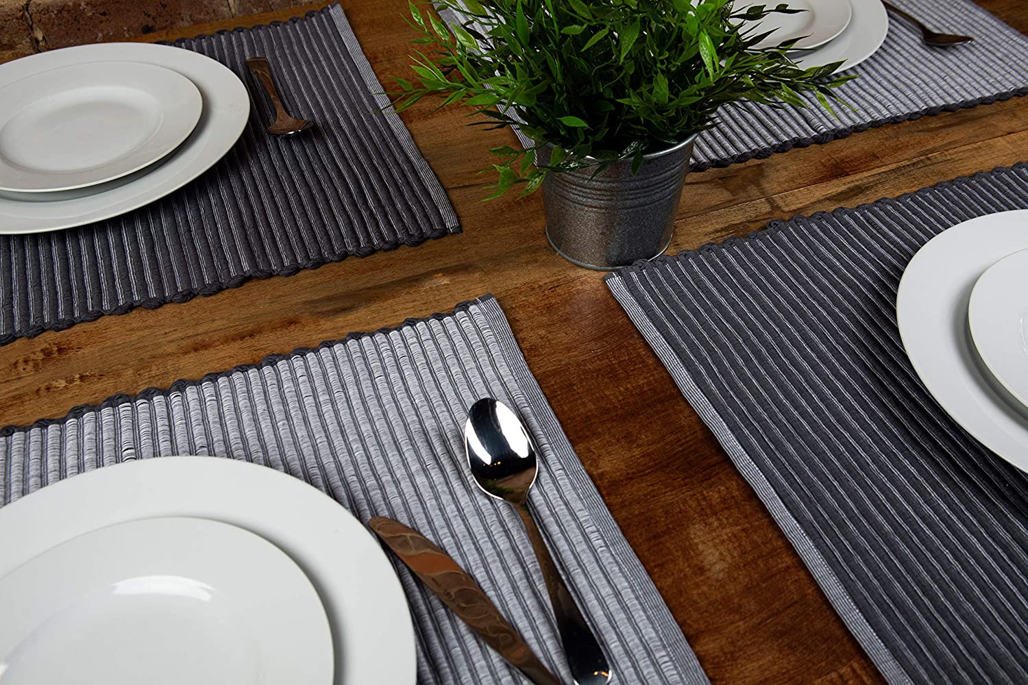 PIGCHCY Elegant Placemats with Matching Table Runner,Durable Cleaning  Placemats for Dining Table Sets(6pcs Placemats+1pcs Table Runner, Chocolate