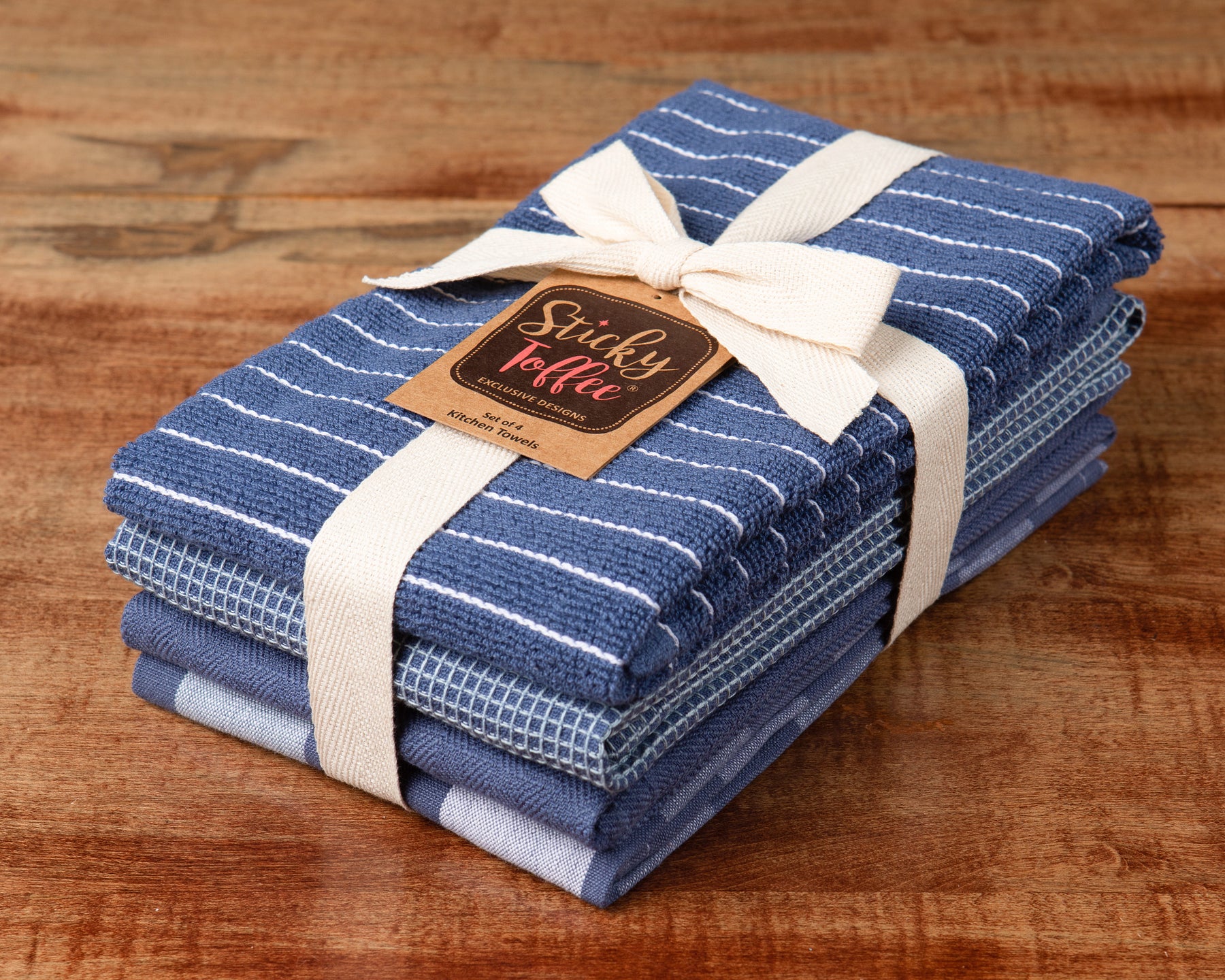 Fine Quality Waffle Weave Kitchen Towels, Decorative Dish Cloth Set of 4,  100% Cotton Tea Towels, Super Absorbent, 18 by 24 Inch - Blue Chef - The  Linen Bazaar