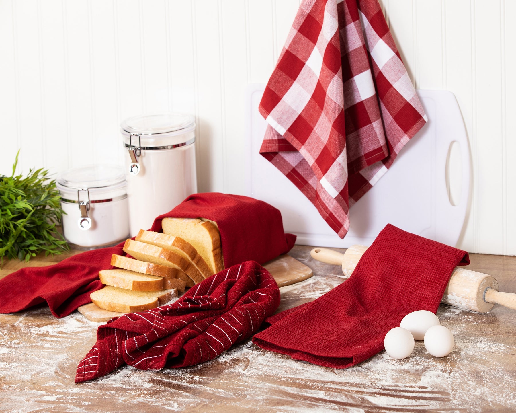 13×13 Waffle Weave Dish Cloth - Bright Red