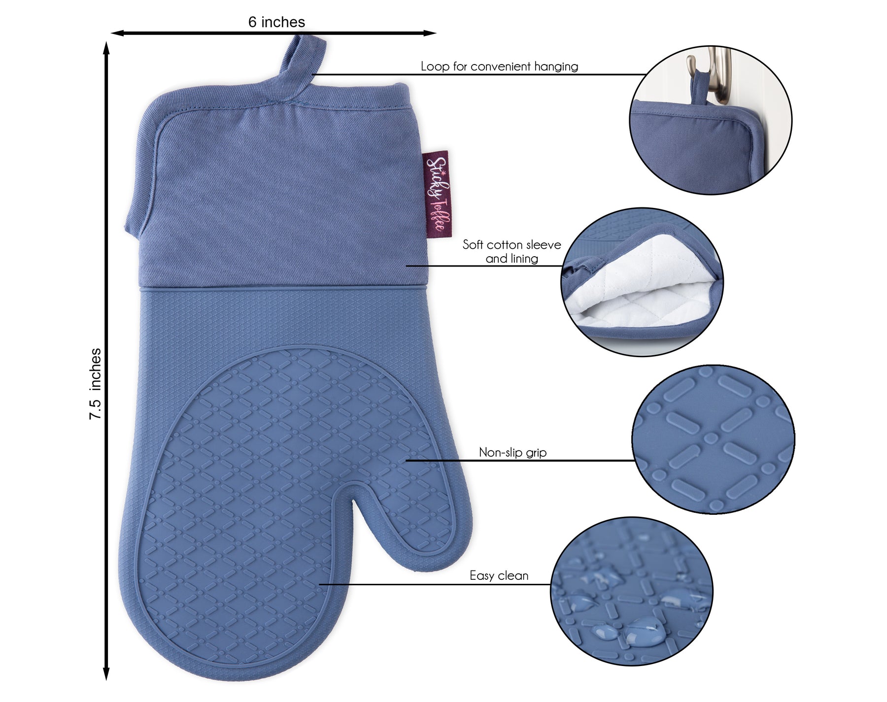 Elephant Blue Splash Oven Mitts Pot Holders Set Non-Slip Cooking