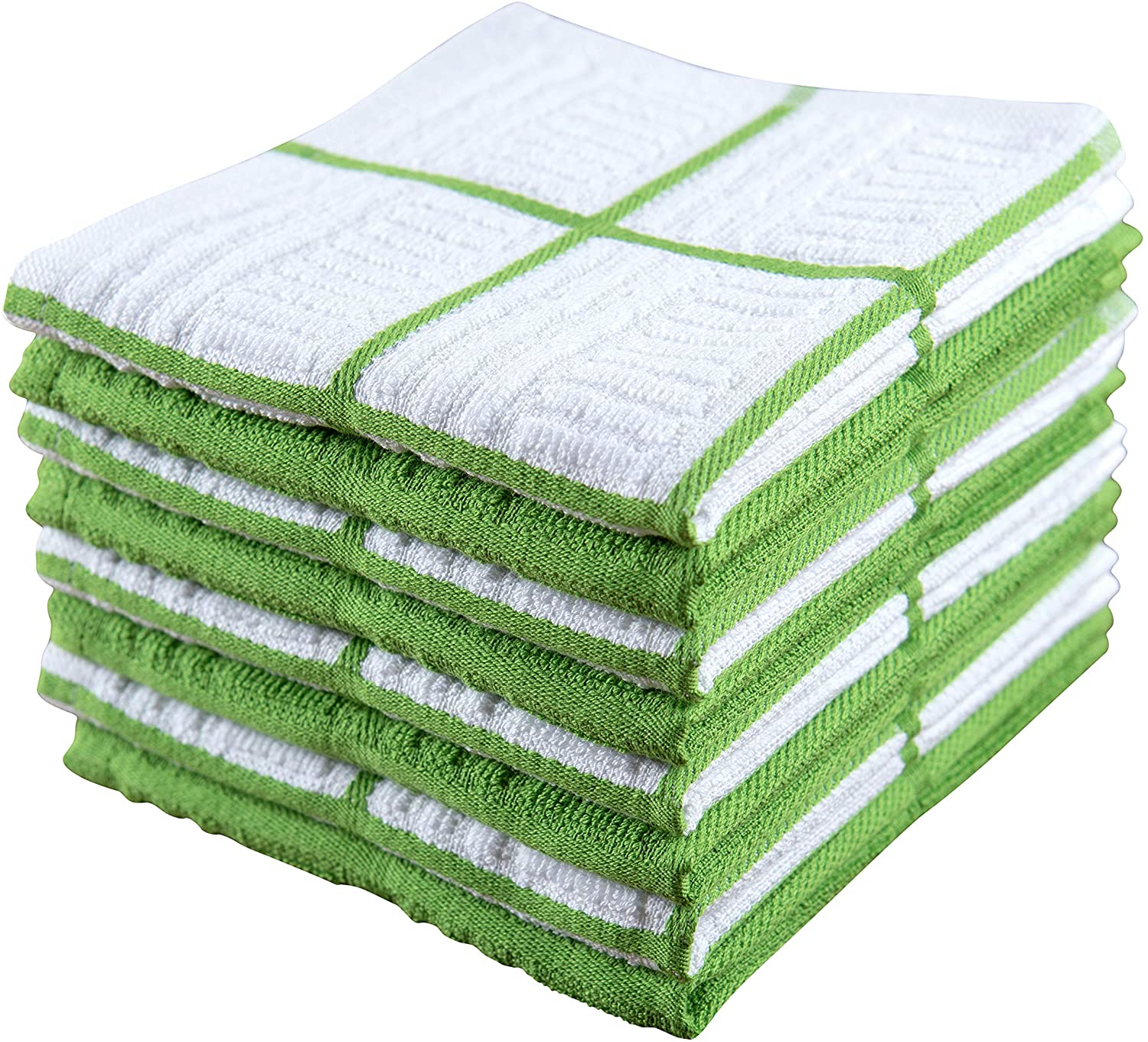 Set of 8 Lime Green Solid Rectangular Dish Towels & Dish Cloths 19