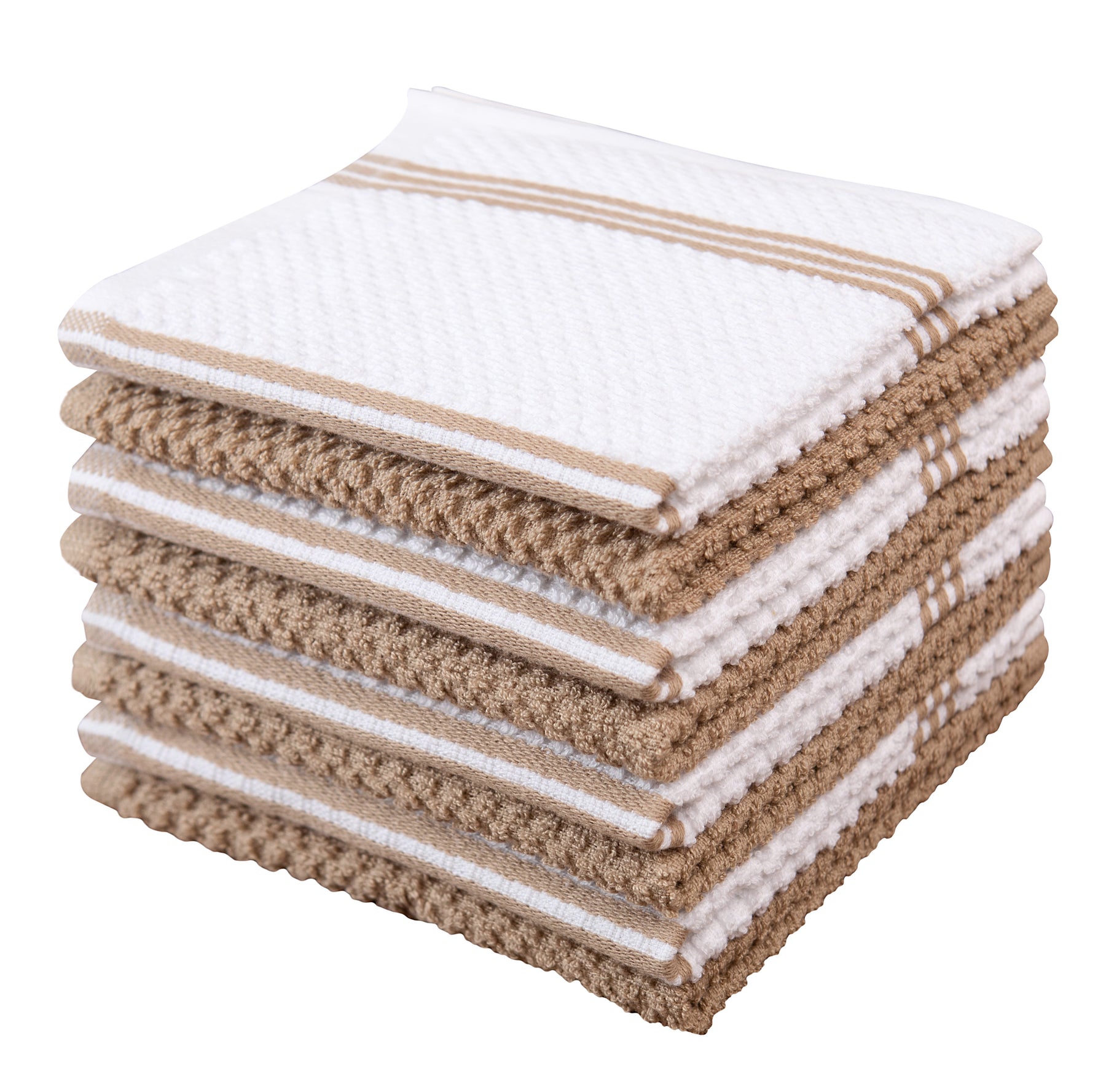 Sticky Toffee Kitchen Towels Dishcloths 100% Cotton, White Waffle Weave Bleach Friendly, Set of 8, 12 in x 12 in, Absorbent Cleaning Paperless Dish