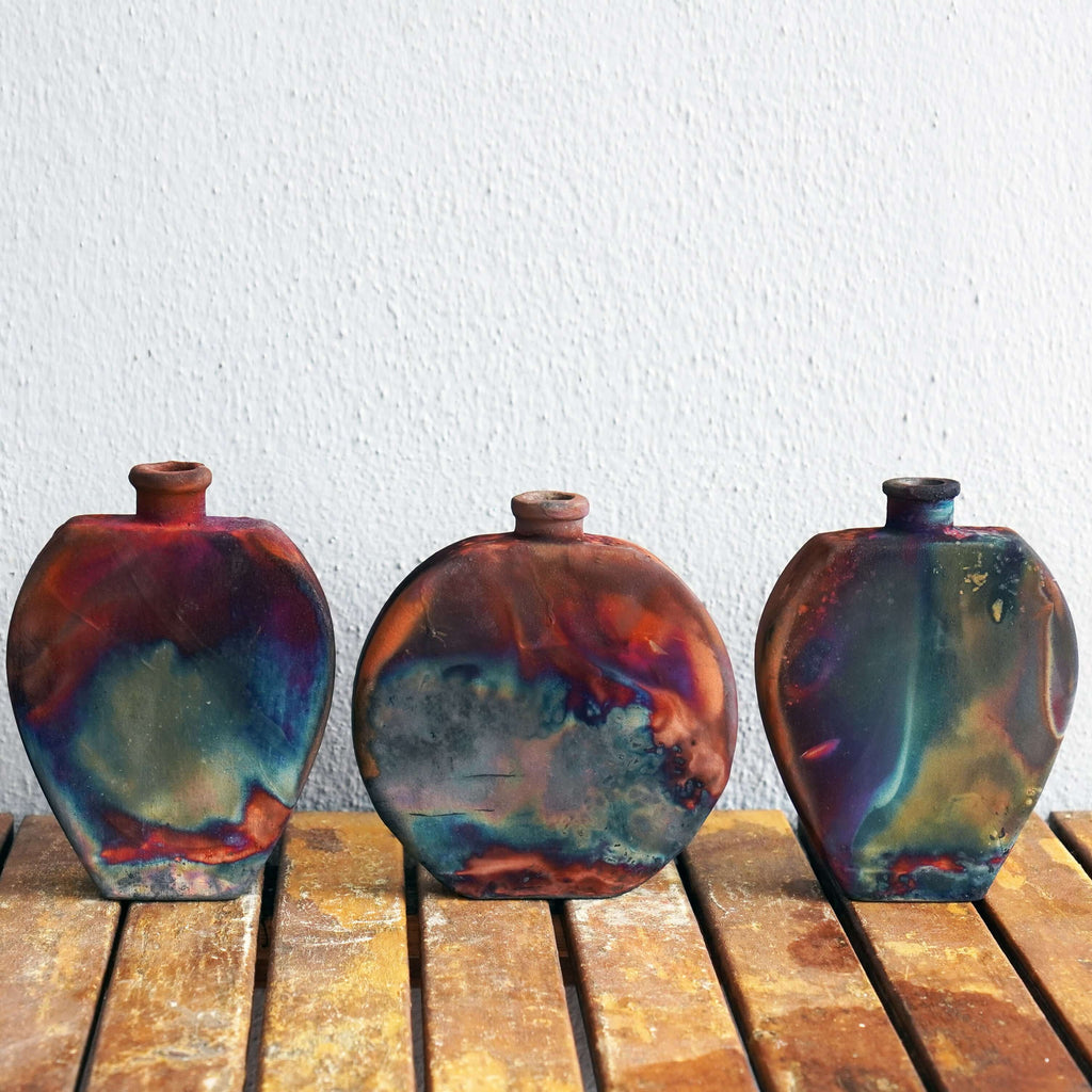 Raku pottery vases