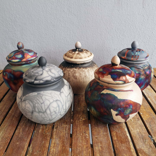 Tamashii ceramic pottery urns in 5 finishes