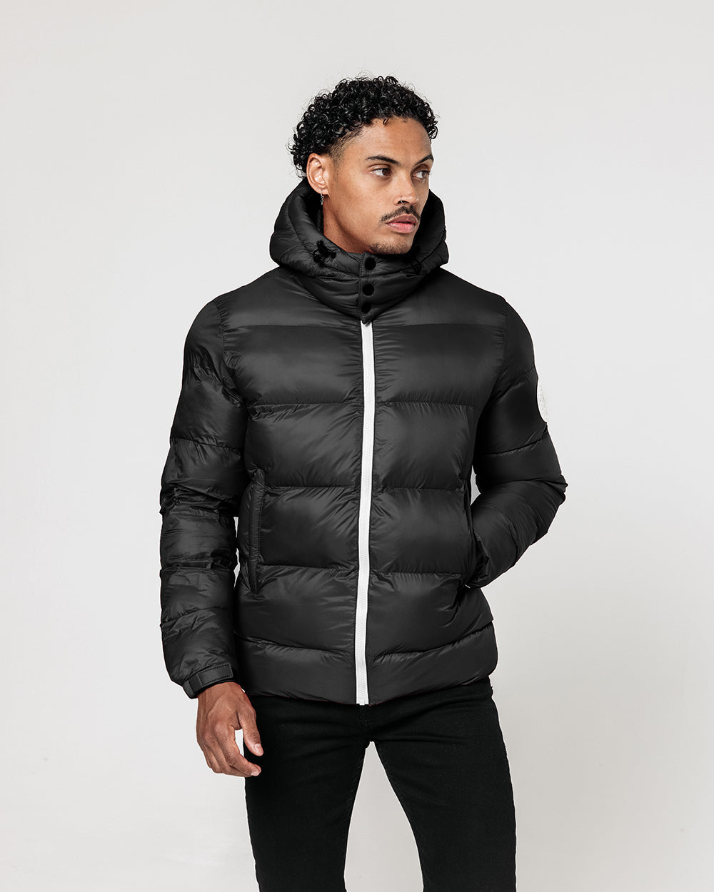 Contrast Puffer Jacket - Black - Nimes