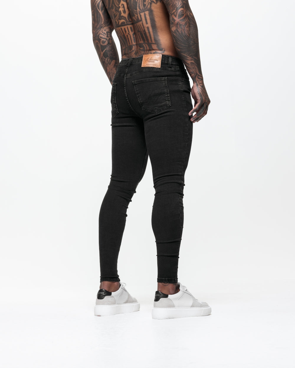 Super Skinny Spray On Jeans – Washed Black Ripped & Repaired - Nimes