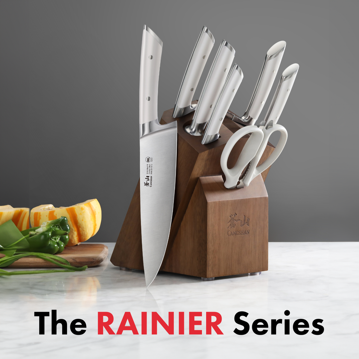 Cangshan Rainier Series German Steel Forged 8-piece Knife Block