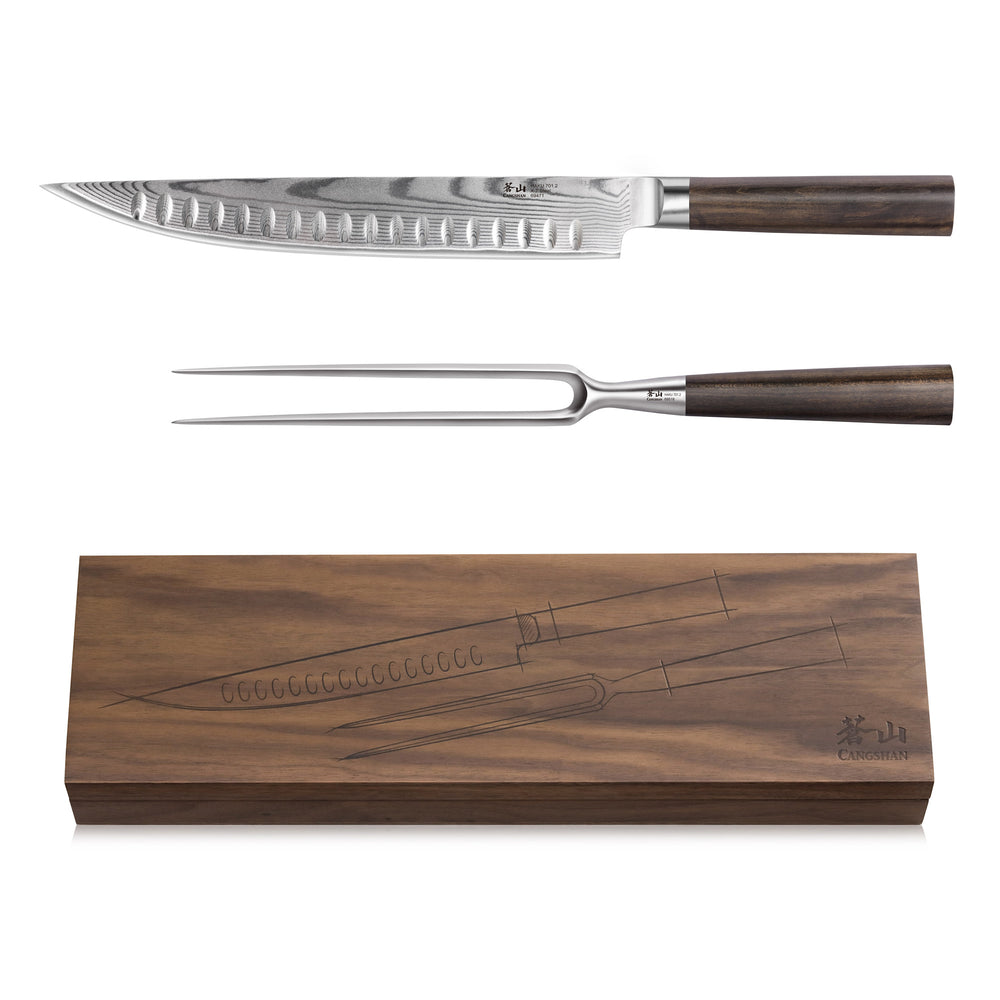 3 Piece Stainless Steel Chef Knife Set With Walnut Wood Handles - Cutlery /