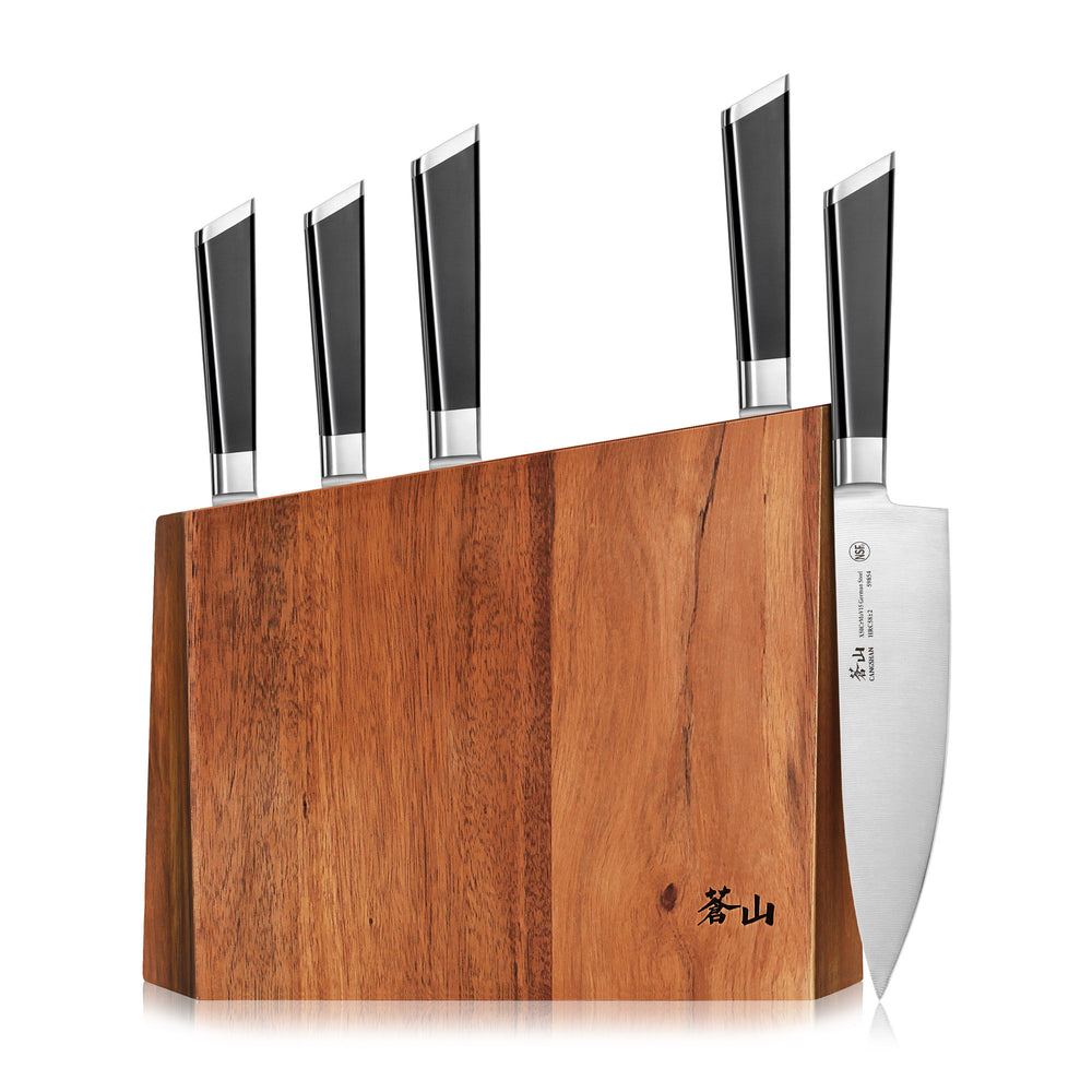 Cangshan S1 Series 1022568 German Steel Forged 5-Piece Starter Knife Block Set, Walnut