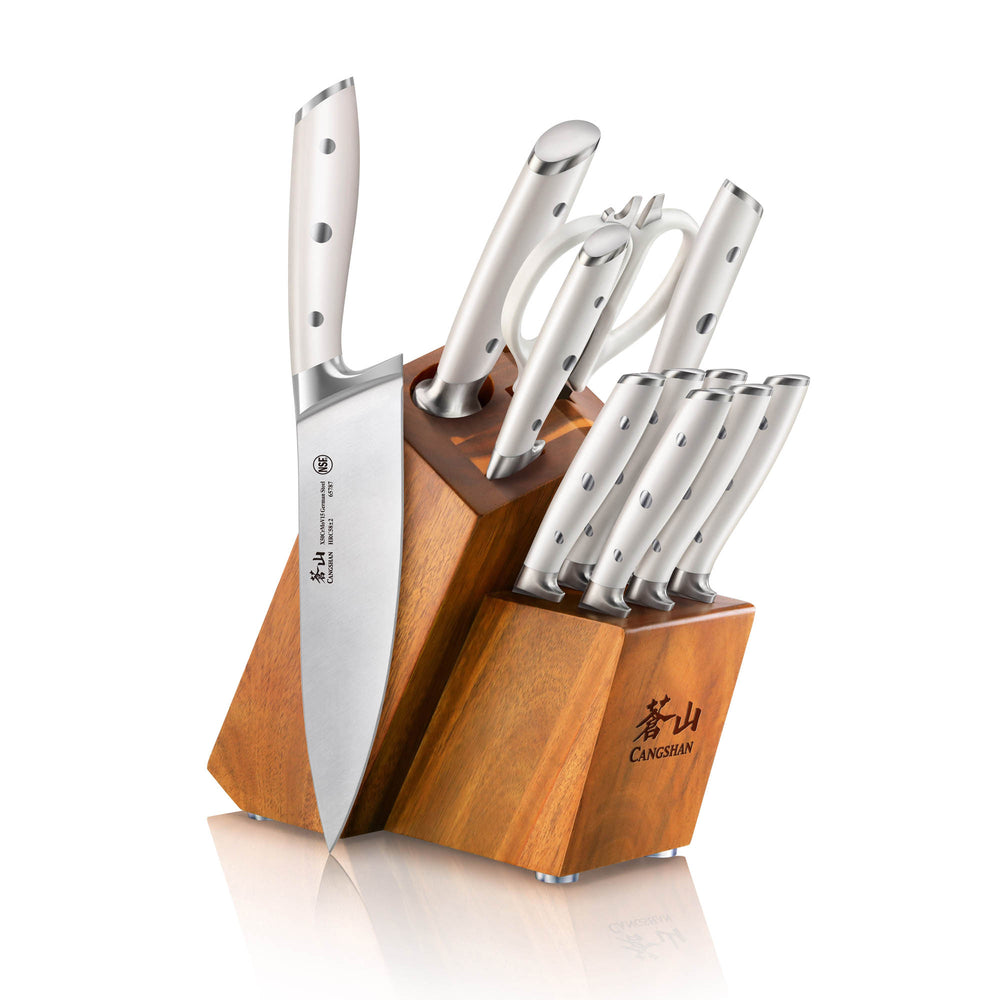 Cangshan A Series 1022285 German Steel Forged Denali Magnetic Knife Block Set, Walnut