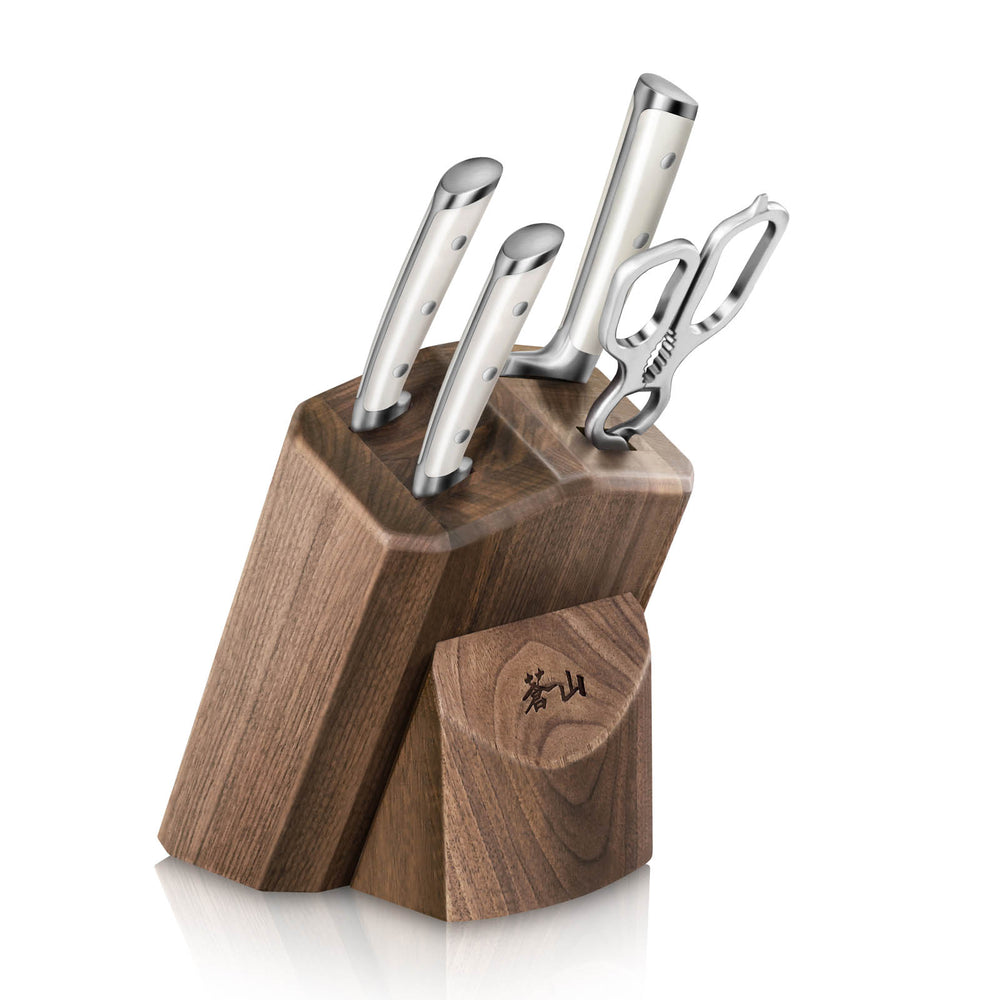 Rosle German Knife Set in Bamboo Block, 5-Piece Set plus Scissors