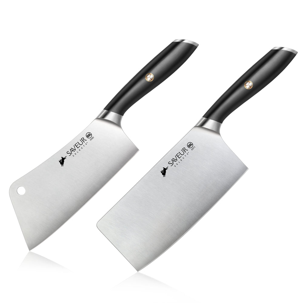 2 pcs Chef Knives Forged Meat Cleaver Stainless Steel Kitchen