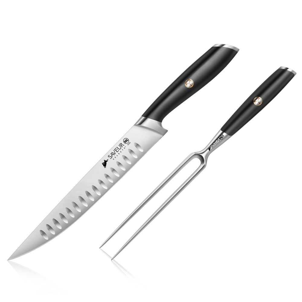 Premiere Titanium Cutlery 2-Piece Santoku Knife Set with Walnut Handles