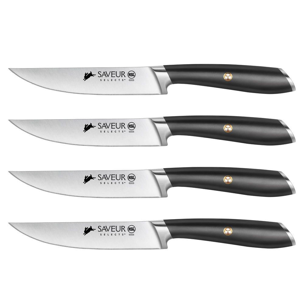 Dalstrong Steak Knives - Set of 4 - 5 Straight Blade Edge - Gladiator Series - Forged German High-Carbon Steel - w/Sheaths - Glacial White ABS Handl